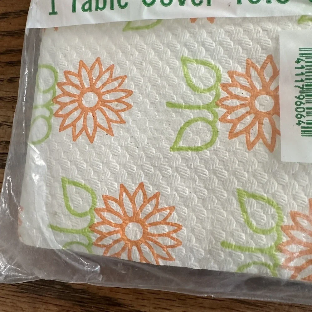 ERVING HOMESPUN TABLECLOTH FLOWERS texture paper 2 ply‎ 54x108 NOS Vintage